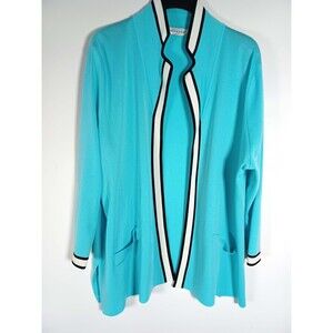 EXCLUSIVELY MISOOK Turquoise Open Front‎ Cardigan Sweater Jacket Acylic Knit 3X